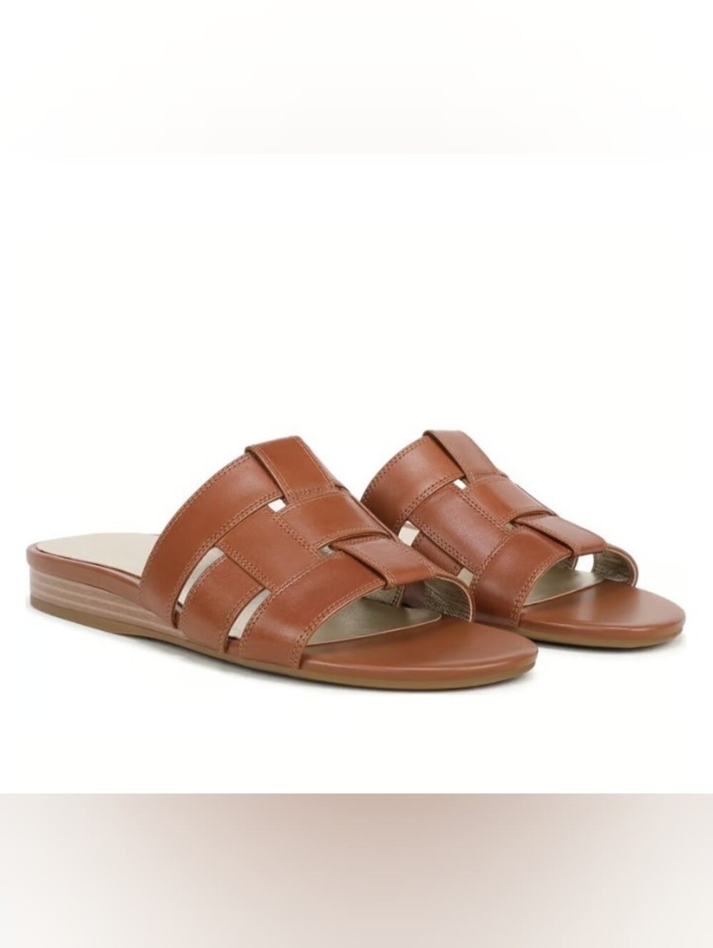 Vionic Glendora Tan Leather Woven Slide Sandals Size 8